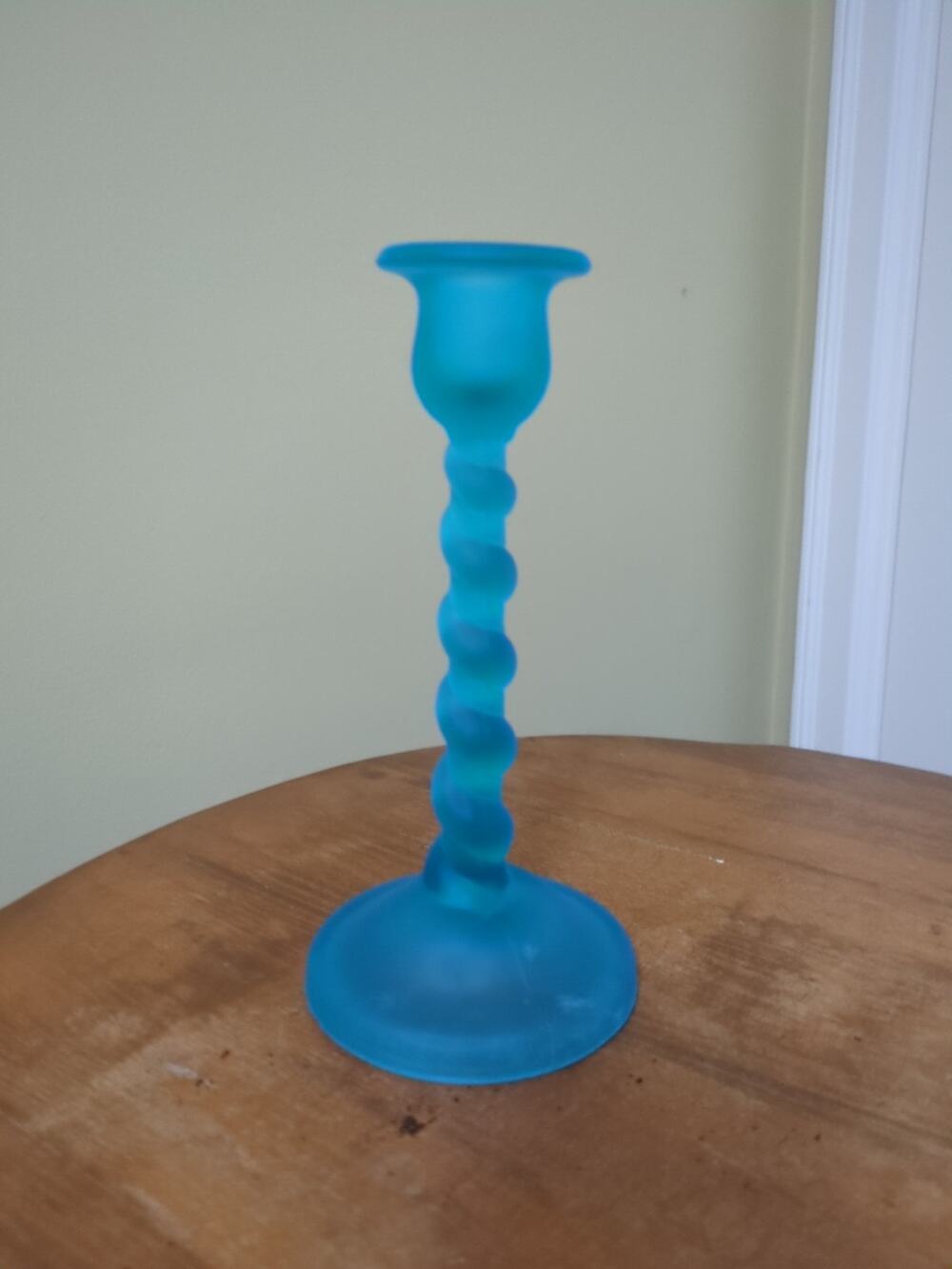 Vintage Tiffin Satin Blue Twist Candleholder No. 66